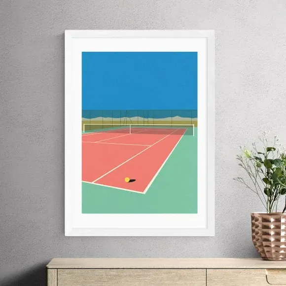 Tennis Court Desert Art Print - Multicolor