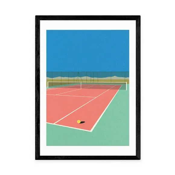 Tennis Court Desert Art Print - Multicolor