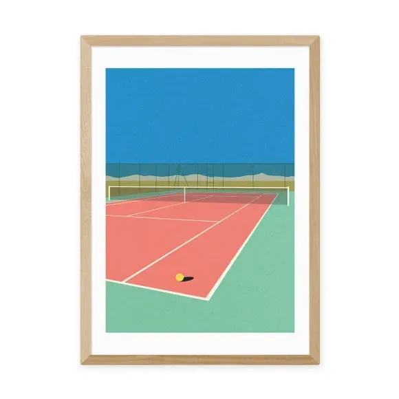 Tennis Court Desert Art Print - Multicolor