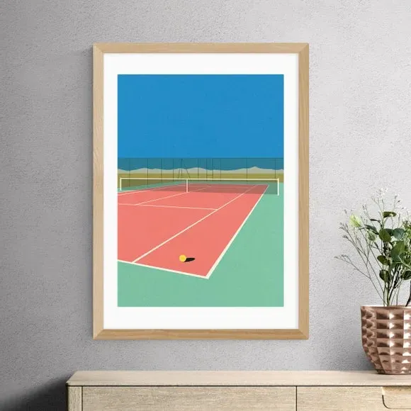 Tennis Court Desert Art Print - Multicolor