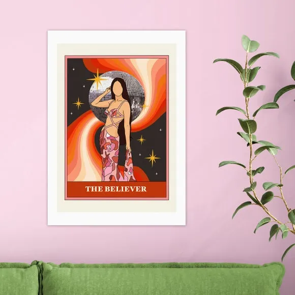 The Believer Wall Print - Red, Archival Paper