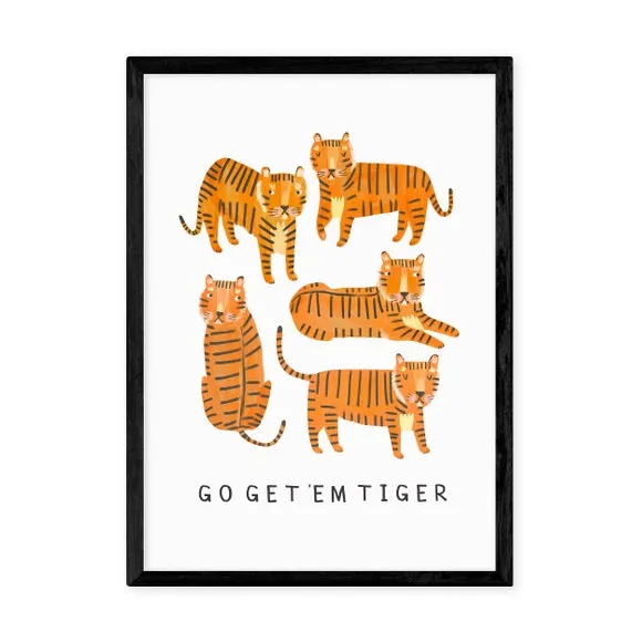 Tiger Motivational Wall Print - Orange