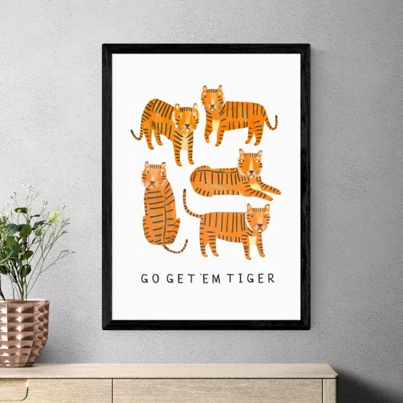 Tiger Motivational Wall Print - Orange