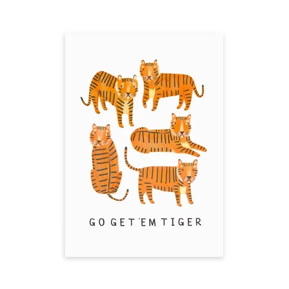 Tiger Motivational Wall Print - Orange