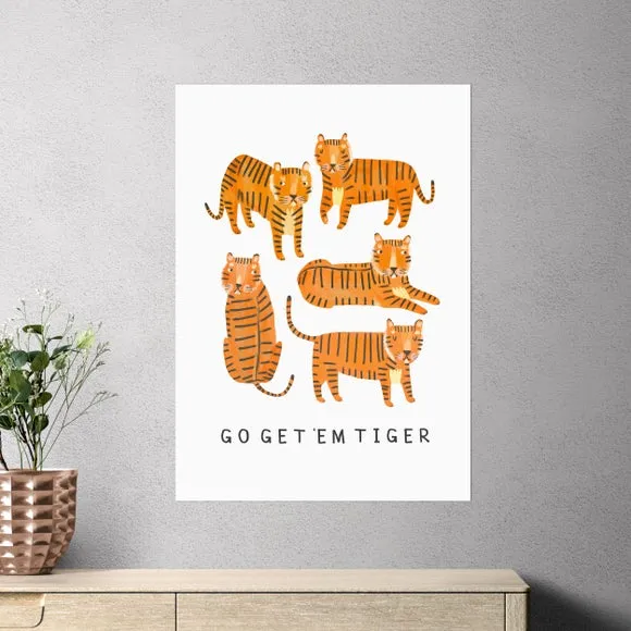 Tiger Motivational Wall Print - Orange image