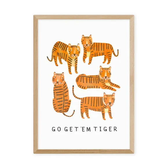Tiger Motivational Wall Print - Orange