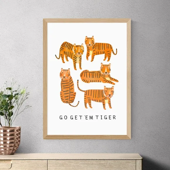 Tiger Motivational Wall Print - Orange
