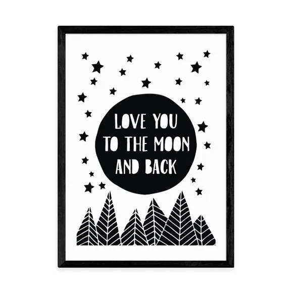To The Moon Wall Print - White, Archival Paper