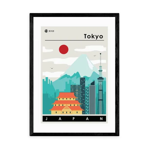 Tokyo Japan Travel Print - Multicolor, Paper