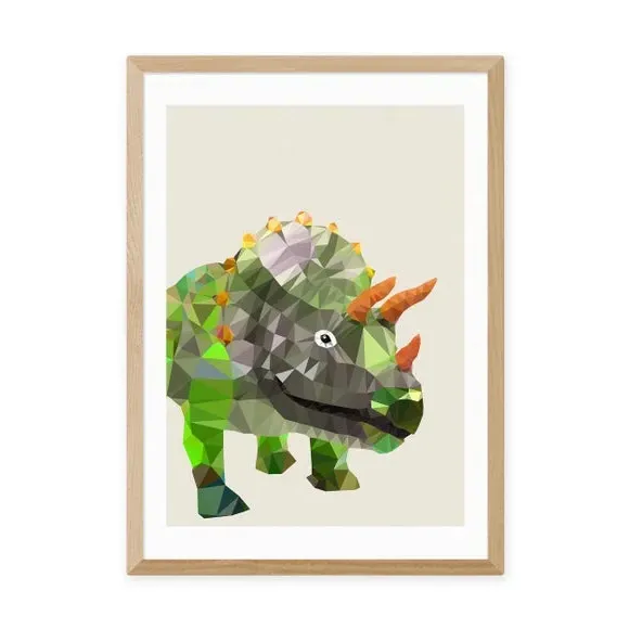 Triceratops Wall Print - Multicolor, Paper