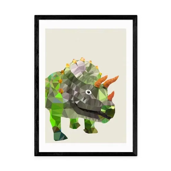 Triceratops Wall Print - Multicolor, Paper