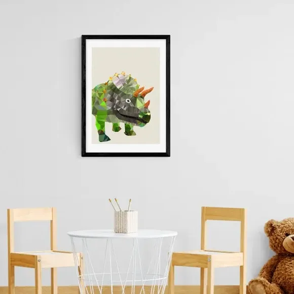 Triceratops Wall Print - Multicolor, Paper