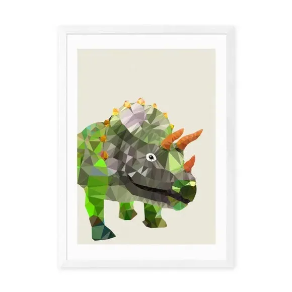 Triceratops Wall Print - Multicolor, Paper