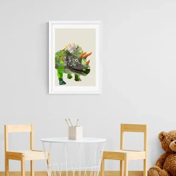 Triceratops Wall Print - Multicolor, Paper