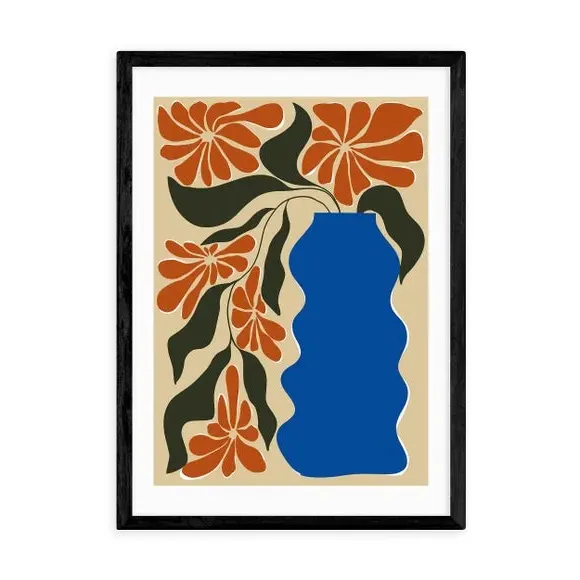 Tropical Flower Pot Art Print - Blue