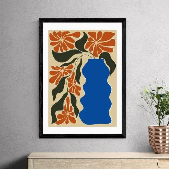Tropical Flower Pot Art Print - Blue