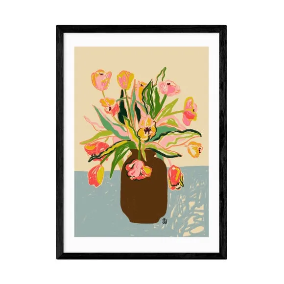 Tulips Wall Print - Blue, Paper