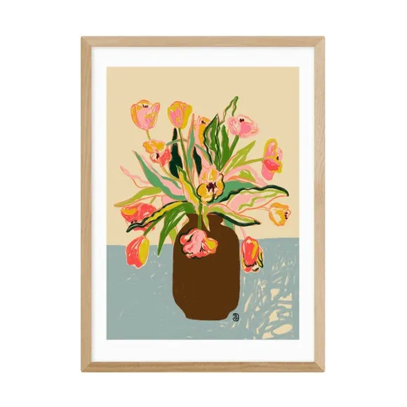 Tulips Wall Print - Blue, Paper