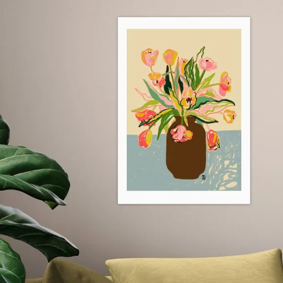 Tulips Wall Print - Blue, Paper