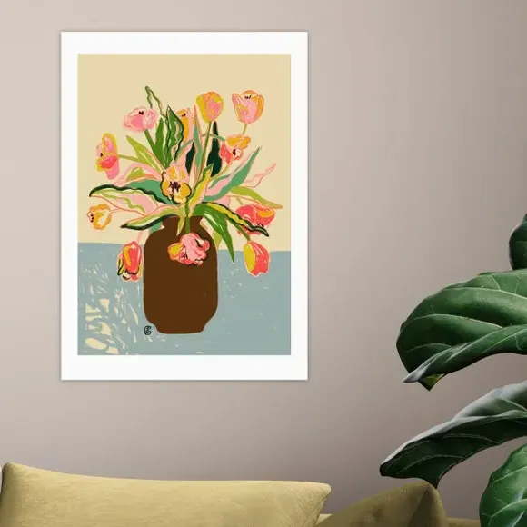 Tulips Wall Print - Blue, Paper image