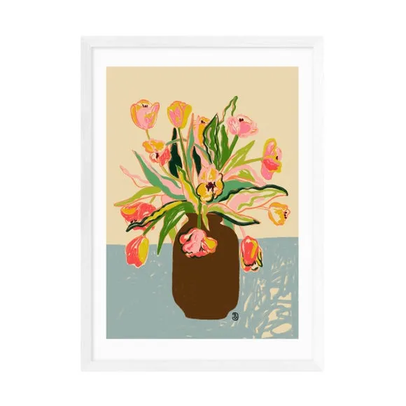 Tulips Wall Print - Blue, Paper