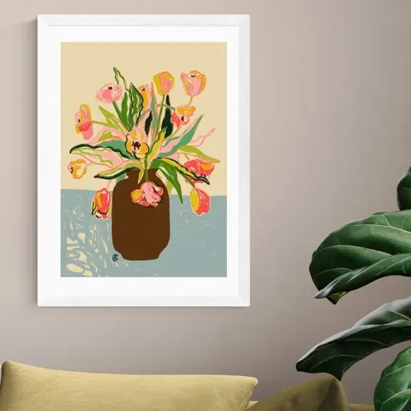 Tulips Wall Print - Blue, Paper
