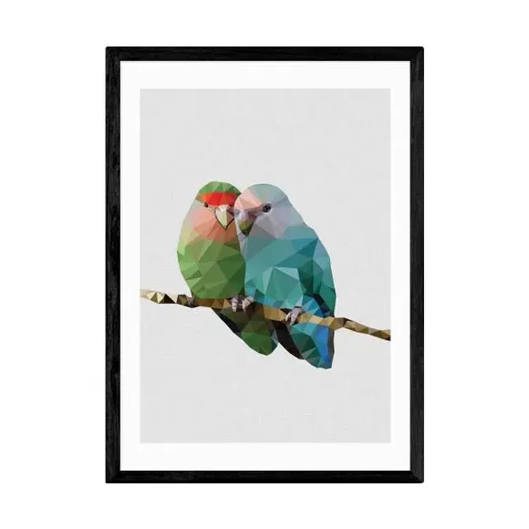 Two Love Birds Wall Print - Multicolor, Paper