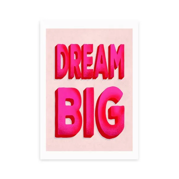 Typographic Wall Print Dream Big - Pink, Paper