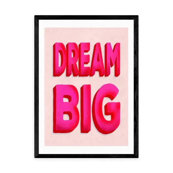 Typographic Wall Print Dream Big - Pink, Paper
