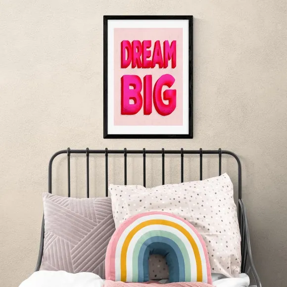 Typographic Wall Print Dream Big - Pink, Paper