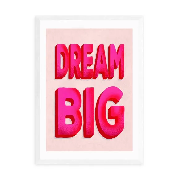 Typographic Wall Print Dream Big - Pink, Paper