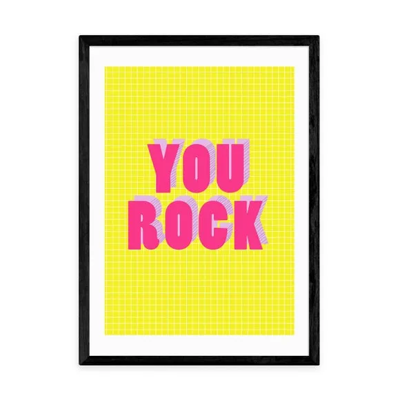 Typographic Wall Print - Yellow, Archival Paper