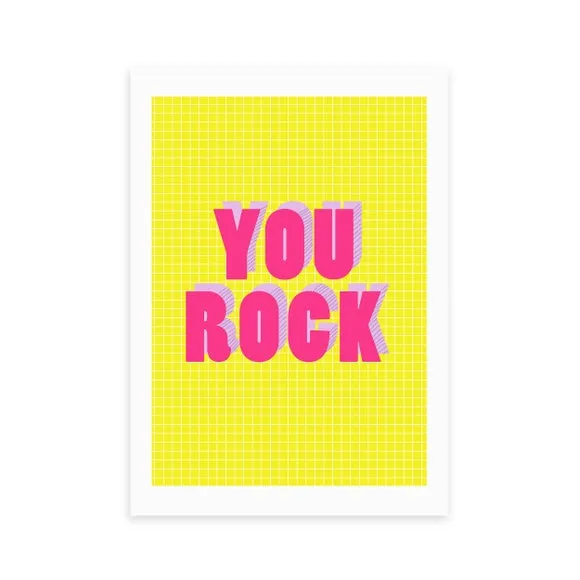 Typographic Wall Print - Yellow, Archival Paper