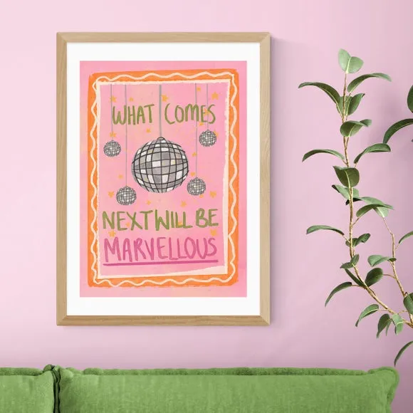 Typography Wall Print - Pink, Archival Paper