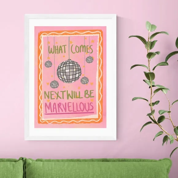 Typography Wall Print - Pink, Archival Paper