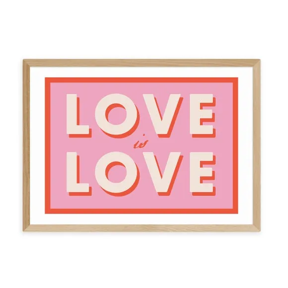Typography Wall Print - Pink, Paper