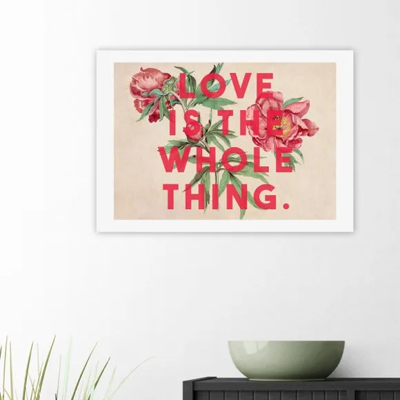 Typography Wall Print with Florals - Red image