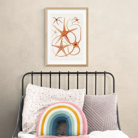 Vintage Starfish Wall Print - Orange, Paper
