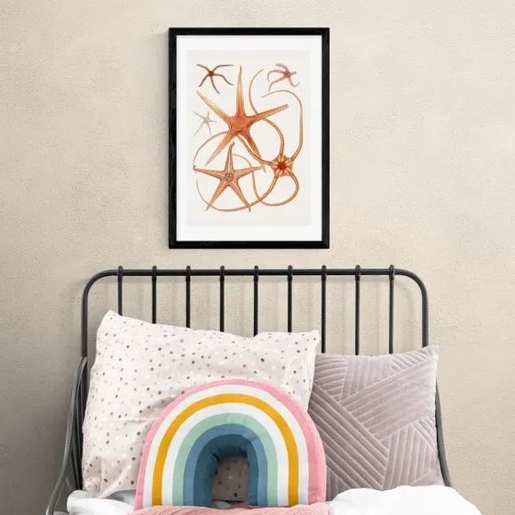Vintage Starfish Wall Print - Orange, Paper