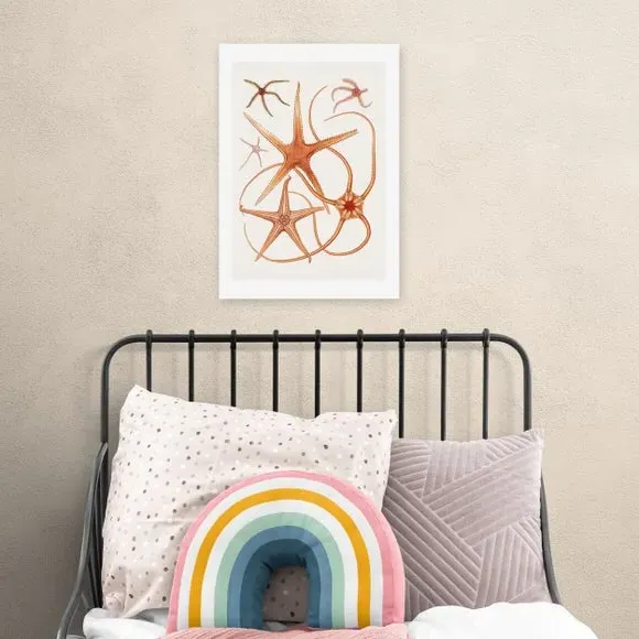 Vintage Starfish Wall Print - Orange, Paper image