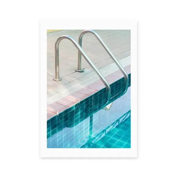 Vintage Swimming Pool Print - Blue, Paper