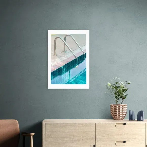 Vintage Swimming Pool Print - Blue, Paper