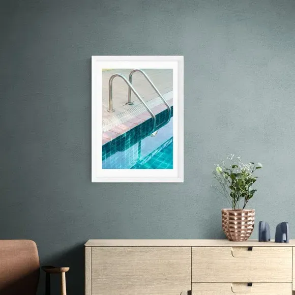 Vintage Swimming Pool Print - Blue, Paper