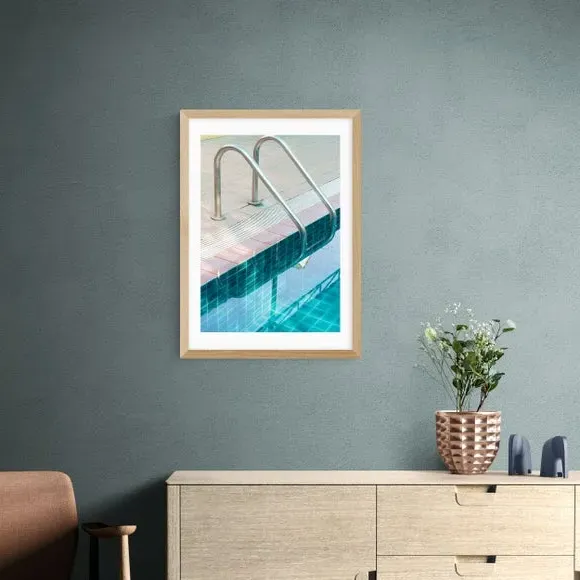 Vintage Swimming Pool Print - Blue, Paper