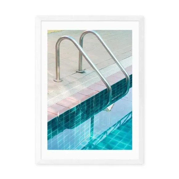 Vintage Swimming Pool Print - Blue, Paper