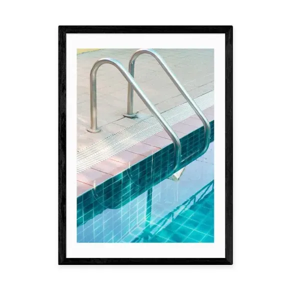 Vintage Swimming Pool Print - Blue, Paper
