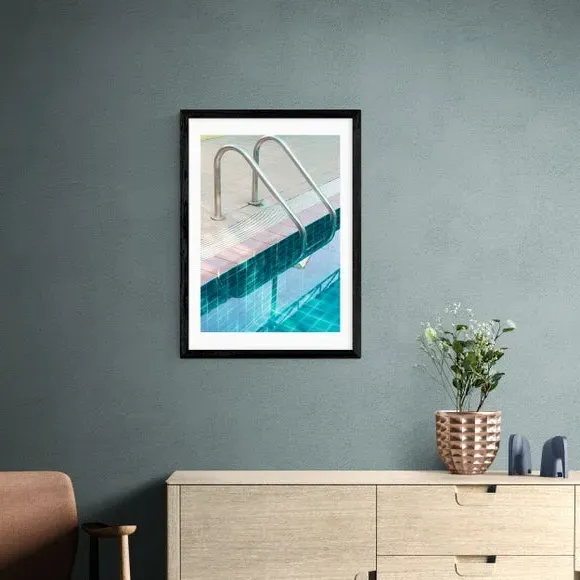 Vintage Swimming Pool Print - Blue, Paper