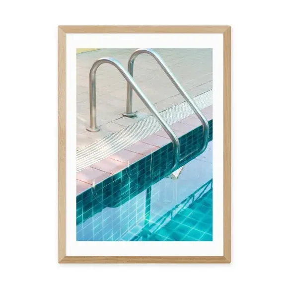 Vintage Swimming Pool Print - Blue, Paper