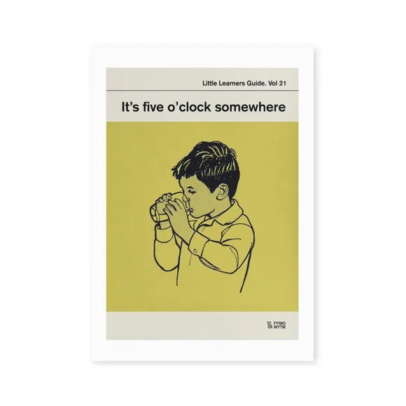 Wall Print Five O'Clock Somewhere - Yellow