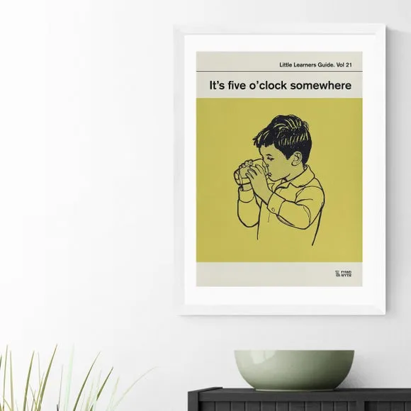 Wall Print Five O'Clock Somewhere - Yellow